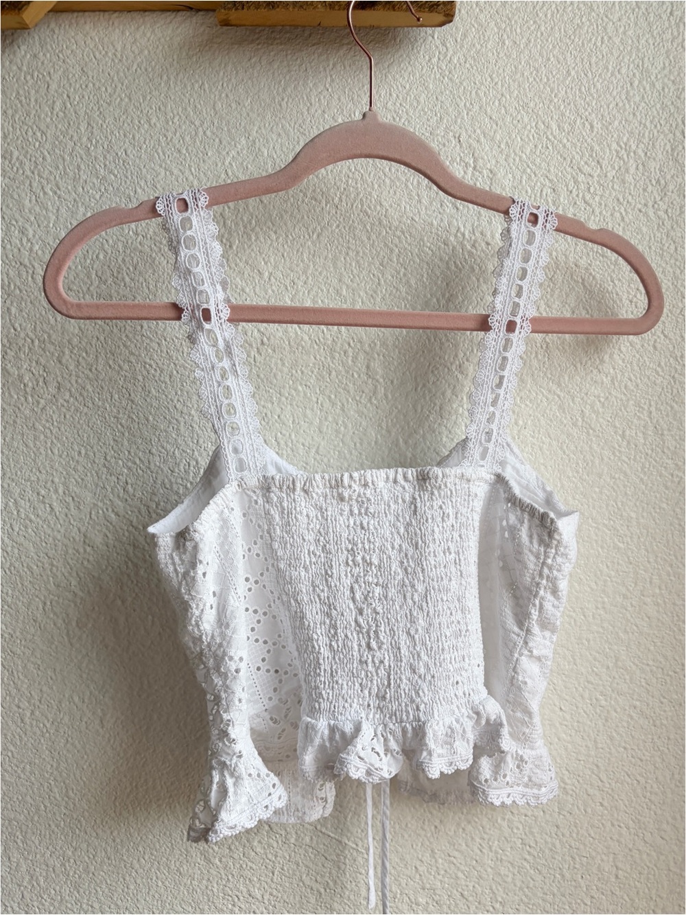 White Cotton Eyelet Peplum Corset Top Medium - Picture 2 of 5